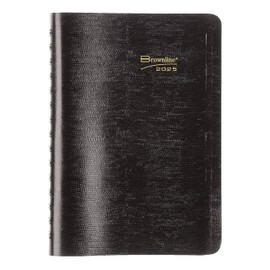 Brownline® 2025 Essential Daily Planner, Appointment Book, 12 Months, January to December, Twin-Wire Binding, 8" x 5", Black (CB800.BLK-25)
