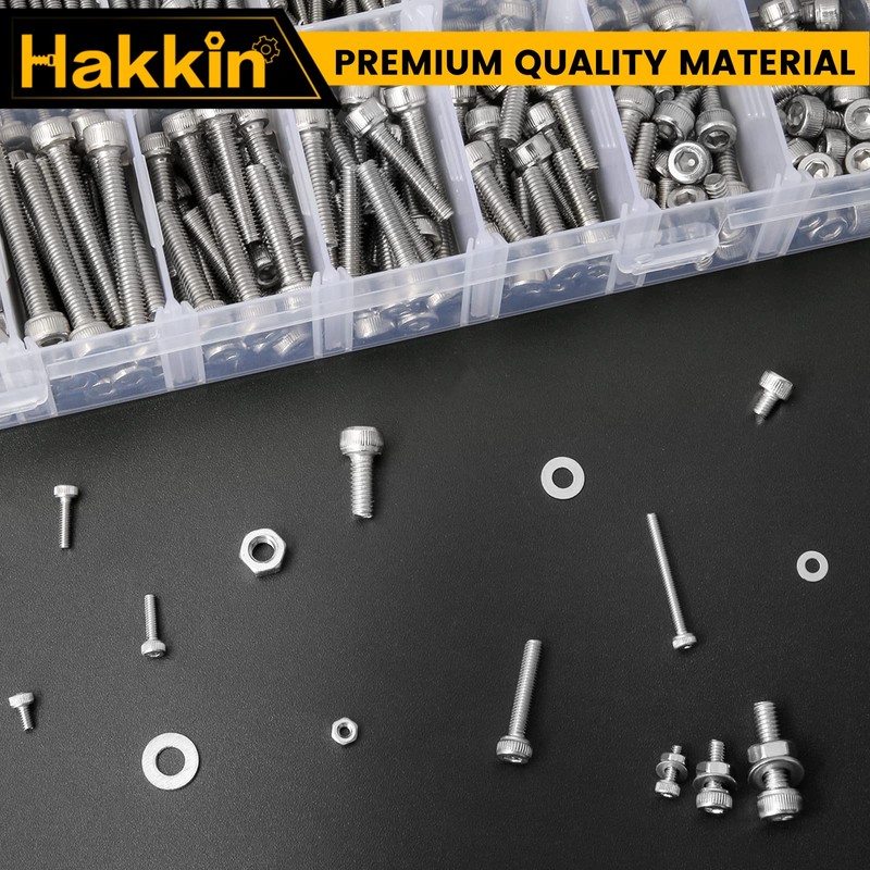 Hakkin Nuts and Bolts 1080Pcs M2 M3 M4 Hex Socket