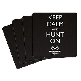 Boelter Brands Realtree Keep Calm Coasters (4 Pack), 4" x 4", Black