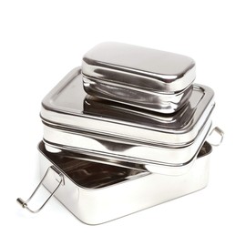 Ecolunchbox Three-in-One Stainless Steel Two Level Bento Box With Snack Container Regular (1)
