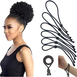 Adjustable Hair Ties for Thick, Curly Hairstyles - Afro Puffs, Ponytails, Locs, Pineapples for Black Women and Girls (Pack of 6) figment headband - Color: Brown