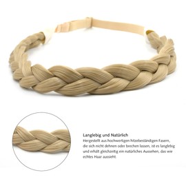 Yamel Braid Headband Adjustable Braided Hairband for Women Elastic Synthetic Hair Plait Matt Blonde