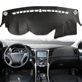 LoloWheat Black line Leather Dashboard Dash Cover Pretector Mat Fit for Hyundai Sonata 2011 2012 2013 2014