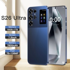 Real High Quality S26 Ultra 16GB+1TB Big Storage 7.3-Inch Big Screen Unlocked 5G Android 14 Dual SIM 108MP HD CDMA Mobile Phoneram: 16g, storage capacity: 1TB, color: Black