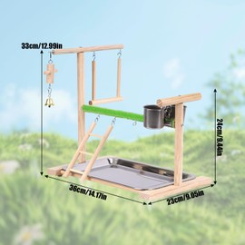 Parrot Toy Bird Perch Stand, Natural Wood Ladder, Gym, Amusement Park, Parakeet, Playground, Athletic, Bird's Nest, Hanging Type, Toy, Tableware, Water Basin, Cage, Ladder, Swing, Bell, Small Bird,