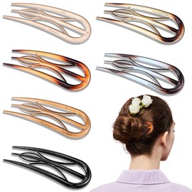 Heclia 6PCS French Hair Pins for Women, U Shaped Large Styling Pins, Retro Internal Teeth Hairclips for Buns Thin Thick Hair, Tortoise Shell French Pin, Twist Hairstyle Accessories