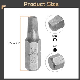 sourcing map 10pcs Square Head Screwdriver Bits 1/4" Hex Shank SQ2 Magnetic Head 1" Length S2 Steel Screw Driver Drill Bit for Repair Work Electric Screw Driver