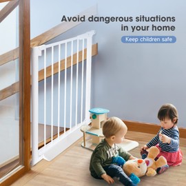 Extra Wide and Tall Baby Gate for Stairs. Child Gate. Auto Close Safety Baby Gate, Durability Dog Gate for The House, Doorways. Gates for Dogs Indoor, White Pressure Baby Gate.