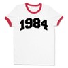1984 College Style Ringer Tee Shirt Unisex X-Large White/Red