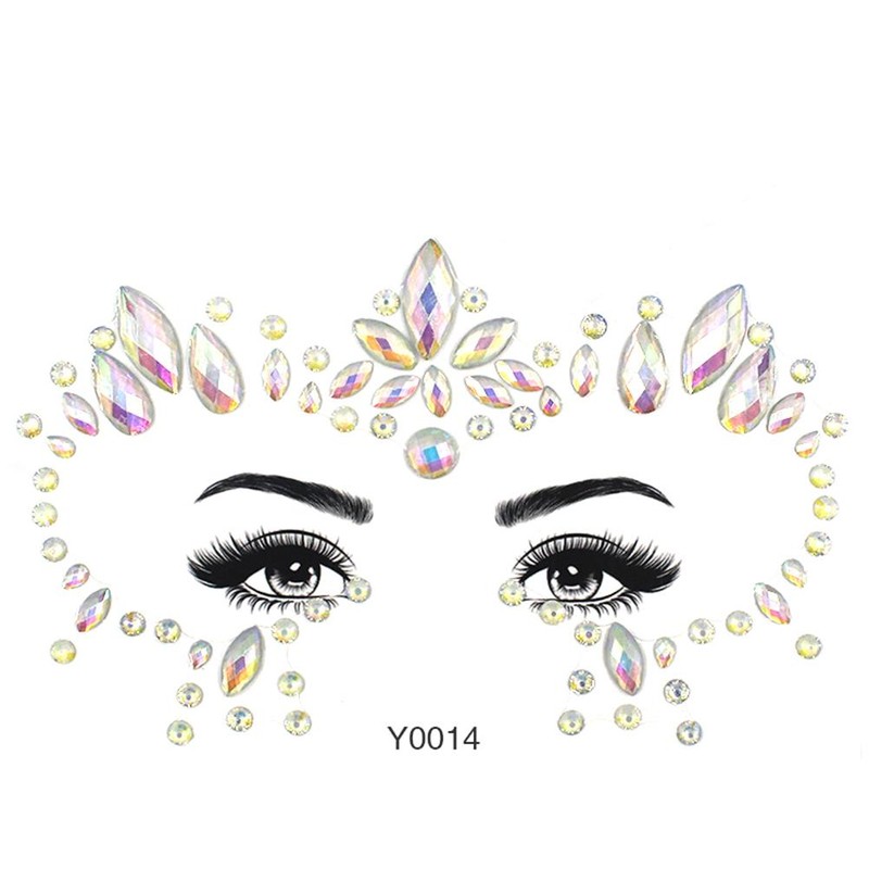 6Pcs Luminous Rhinestones Face Temporary Tattoos Glitter Festival Face Stickers