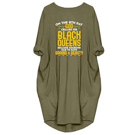 WbJetr Women Black Girl Magic Long Sleeve Loose Pocket Oversize Tunic Dress Tops