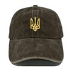 Giavuwn Embroidered Ukraine Hat Retro Vintage Washed Cotton Denim Baseball