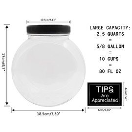 Mczxon Large Coin Bank Jar, Big Clear Plastic Coin Money Tip Change Saving Piggy Jar with Silver Slotted Lid, 2 Placement Methods Large Plastic Coins Piggy Money Change Clear Bank for Adults Teens