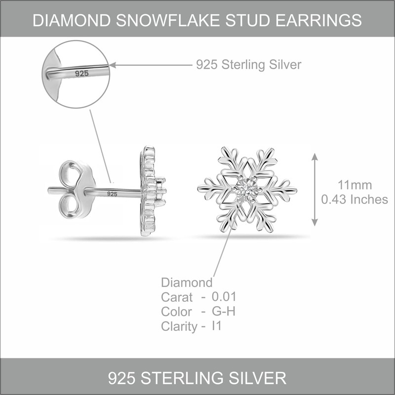 LeCalla 925 Sterling Silver Diamond Stud Earring for Women 0.01
