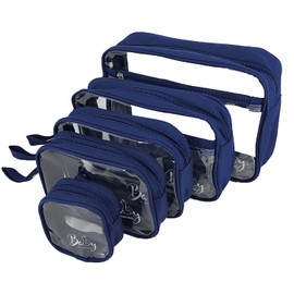 Juego de 5 bolsas organizadoras para pañales, transparente con correas y estuche para chupete, color azul marino