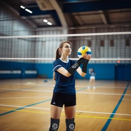 4Pcs Volleyball Knee Pads and Arm Sleeves Set with Protection Pads – Includes Volleyball Socks and Drawstring Bag for Youth, Girls – Perfect for Volleyball Training and Games (Black, Small)