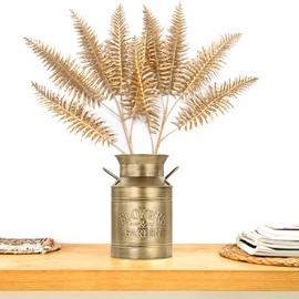 Artificial Golden Boston Plants Plastic Fake Fern Shrubs Grass Tall 30 Inch for Christmas Decoration Outdoor Indoor Home Garden Xmas Decor Table Centerpieces DIY Hotel Hall Vase Filler - Gold 2 Pcs