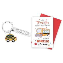 Pliwcas Bus Drivers Appreciation Gifts Keychain for Women Men Bus Driver 2pcs Thank you Gift Set for for Women Men Teachers Christmas Retirement Gift Cards School Drivers Gifts for Friends Coworkers
