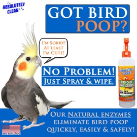 Absolutely Clean Amazing Bird Cage Cleaner and Deodorizer - Just Spray/Wipe - Safely & Easily Removes Bird Messes Quickly and Easily - Made in The US (32oz Spray Bottle)
