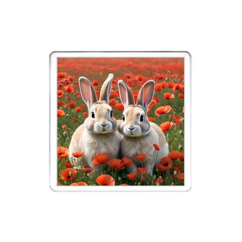 Rabbit Coaster Set. 4 different Bunny Pictures on 10cm x