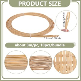 NBEADS 30m Bamboo Strips, 6mm Wide Flat Wicker Rattan Webbing Basket Weaving Materials DIY Basket Rattan for Basket Making Webbing Furniture Weaving DIY Crafts