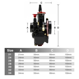 PWK Carburetor Kit 21 24 26 28 30 32 34MM Racing Carb Universal 2T 4T Carburetor with Air Filter Intake Manifold Boot Jets Motorcycle Racing Carb Kit for 75cc - 125cc Dirt Pit Bike ATV (30MM)