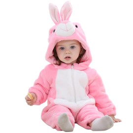 HAHASHOW Baby Winter Romper Baby Pyjamas Flannel Romper Pyjamas Costume Clothing Cartoon Overalls Onesies for Girls and Boys, 3-36 Months, Rabbit