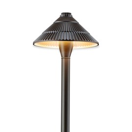 Gardenreet Landscape Path Lights Brass, 12V Low Voltage Pathway Lights Wired, Outdoor Garden Lights LED Waterproof, Textured Hat Bronze for Yard Walkway Driveway Without G4 Bulb