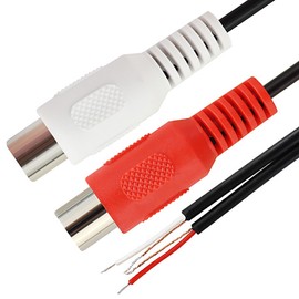 tunghey 2Pack RCA Female to Speaker Wire, RCA Female Plug Adapter Connector to Bare Wire Open End Audio Cable for Amplifier Audio Video Receiver Speakers 0.3M