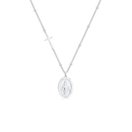 Elli Women's Necklace Lady Picture Cross Pendant Trend Blogger in 925 Sterling Silver, Sterling Silver, None