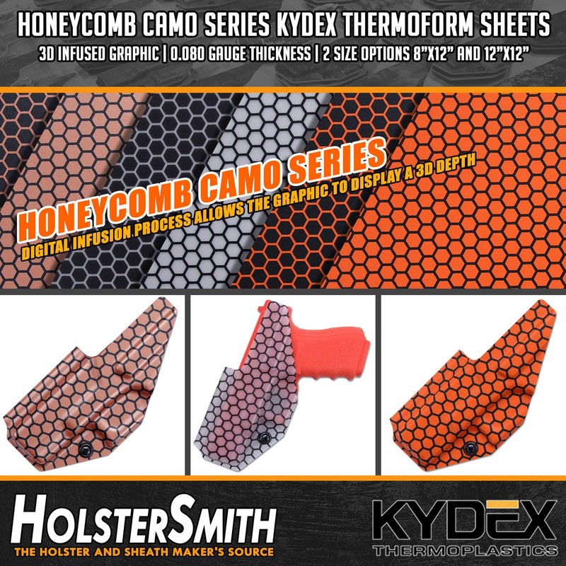 KYDEX Thermoform Sheet - (Honeycomb Camo) - (Hunter Orange/Black -