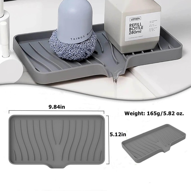 Kitchen Sink Splash Guard, 8.27in Faucet Guard & Draining Mat