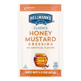 Hellmann's Classics Honey Mustard Salad Dressing Portion Control Sachets Gluten Free, No Artificial Flavors or High Fructose Corn Syrup, Colors from Natural Sources, 1.5 oz, Pack of 102