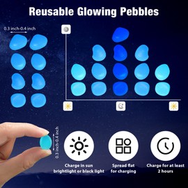Sasylvia 1925 Pcs Glow in The Dark Rocks Stones Glowing Pebbles Luminous Fish Tank Rocks Mini Garden Decorative Stones for Outdoor Aquarium Yard Decor Lawn Walkway Pathway Indoor (Blue)
