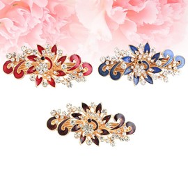 NYKKOLA Women's Multilayered Peacock Shaped Rhinestone French Barrette Hair Clip Blue