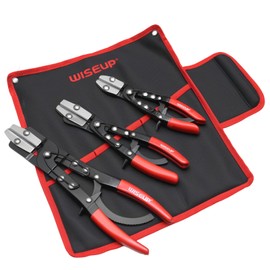 WISEUP 3PCS Hose Pinch Off Pliers- 8in, 10in, 12in Ratchet Hose Pliers for Automotive Radiator, Radiator, Fuel & Coolant Lines with Storage Bag