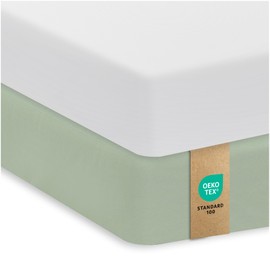 Sweety Fox - Juego de 2 sábanas bajeras de punto suave para niños y niñas, sábanas transpirables para cuna de bebé neutrales, sábanas para cuna, sábanas para niños pequeños (blanco/salvia)