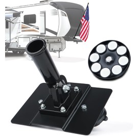 Magnetic Flag Pole Holder for Fifth Wheel RV Hitch – 180° Adjustable, Tool-Free Installation, RV Flag Pole Mount Compatible with Fifth Wheel RV, Campers & Trailers - Black