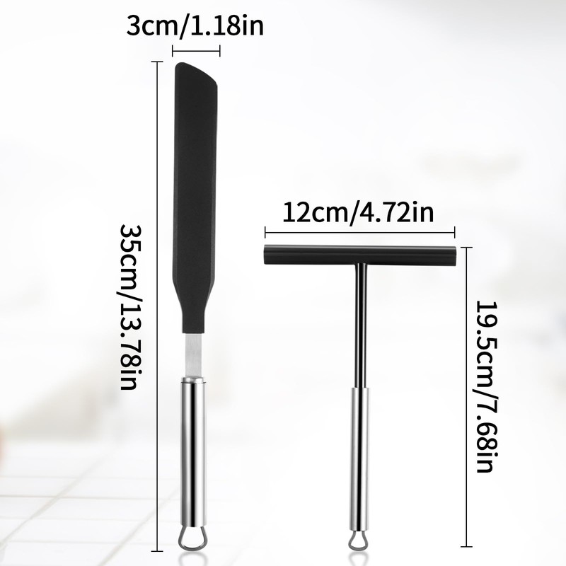 Crepes distributor and spatula, 2 pieces stainless steel crepe dough