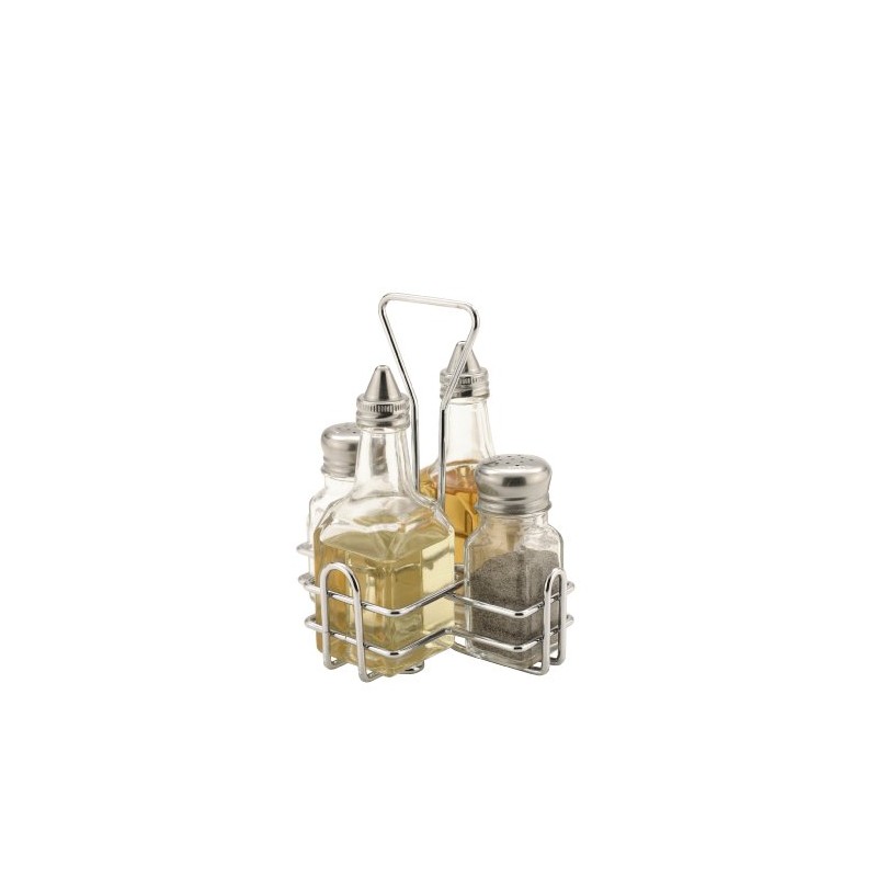 4 Piece Condiment Set - Salt, Pepper, Oil & Vinegar
