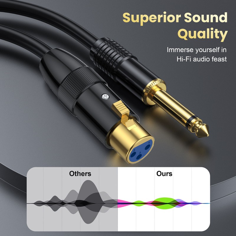 XLR Female to 6.35mm Mono Male Cable Gold Plated Connector