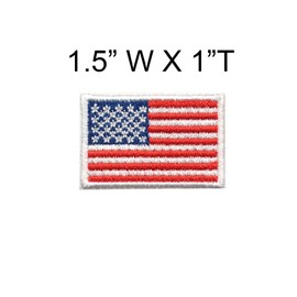 American Flag Embroidered Patch Iron-on White Border US USA United States 1.5" x 1" Fully Embroidered Applique for Clothing Vest Uniform, Sew-on Premium Embroidery, Shoulder Badge Emblem