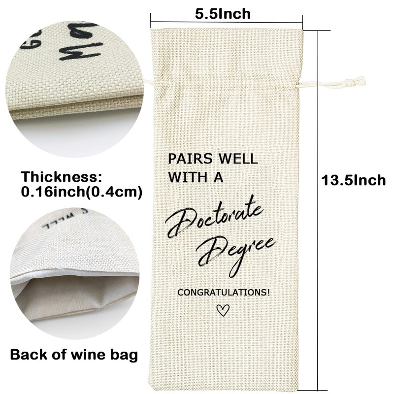 Wine Bag Gift, Doctorate Degree Gift, Doctoral Degree Wine Bag