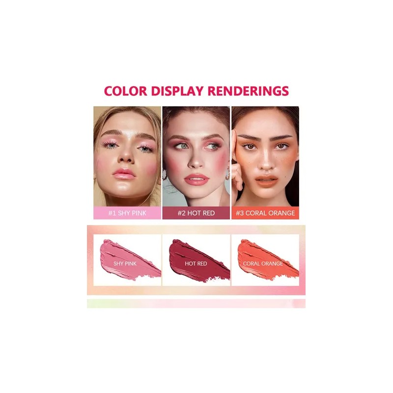 3pcs Maquillaje Colorete En Barra Labios Y Mejillas Natural