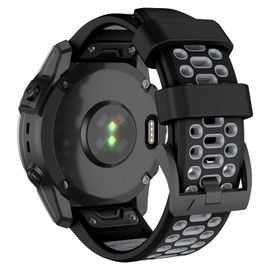 OVERSTEP Sport Band for Garmin Fenix 5/Fenix 6/Fenix 7, 22mm Rugged Watch Bands for Forerunner 965/955/945/935/Approach S60/Quatix 5, Black Gray