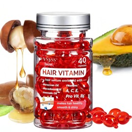 Vsyss Cápsulas Capilares para Cabello Seco y Rizado con Vitamina B5, Aceite de Argán, Macadamia y Aguacate – Tratamiento Antifrizz, Reparación y Brillo – 40 Cápsulas – Sin Enjuague – Hecho en Corea