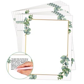 50 Pcs Greenery Letterhead Paper Indie Eucalyptus Leaf Morning Mist Letterhead Leaf Theme Wedding Elegant Writing Paper Stationery Great Occasion Celebration Green Leaf Printed Sheets