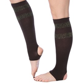 Tipi Toe - Calcetines de yoga para mujer, calcetines ligeros sin dedos hasta la rodilla, Hasta la Rodilla-café, 9-11