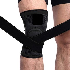 Zen Zen Rodillera Elástica Con Banda Ajustable De Compresión Transpirable Fabricada En Nylon/spandex Para Soporte Y Desinflamar (Negro, M)