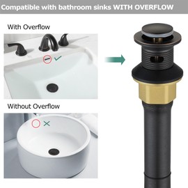 PARLOS All Metal Bathroom Sink Drain with Overflow, 18/8 Stainless Steel Pop Up Drain for Lavatory Vanity Vessel Sink, Oil Rubbed Bronze, 2104703